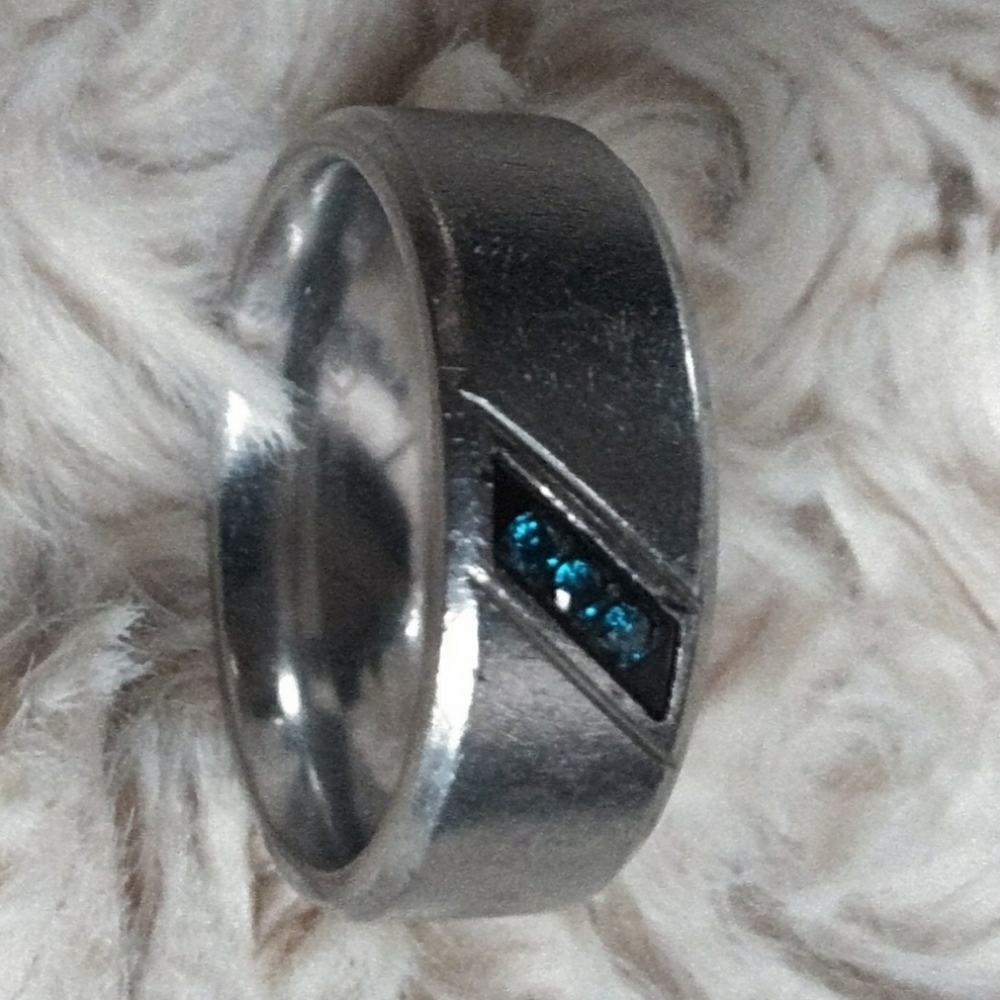 Men's Blue Line Diamond Ring